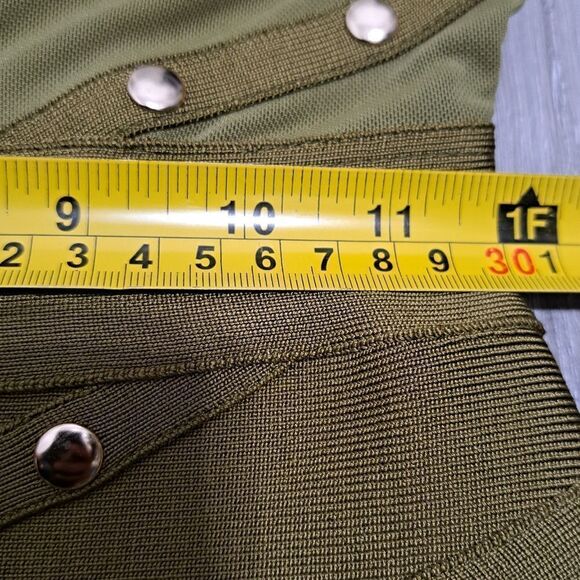 Hera Collection Studded Sexy Illusion  Mesh Bandage Bodycon Small Army Green - Picture 8 of 13